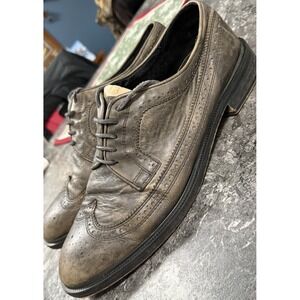 AllSAINTS Mens Spitalfield Brogue Oxford Wingtip Distressed Leather Shoes Sz 13